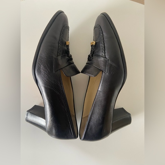 Bally Hampton Pump Women's Black Leather Styleflex Slip On Loafer Heel Italy - Picture 3 of 7